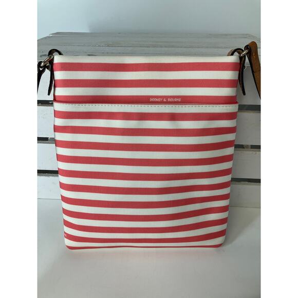 DOONEY & BOURKE PINK, WHITE STRIPED SMALL CANVAS CROSSBODY BAG - Picture 3 of 16